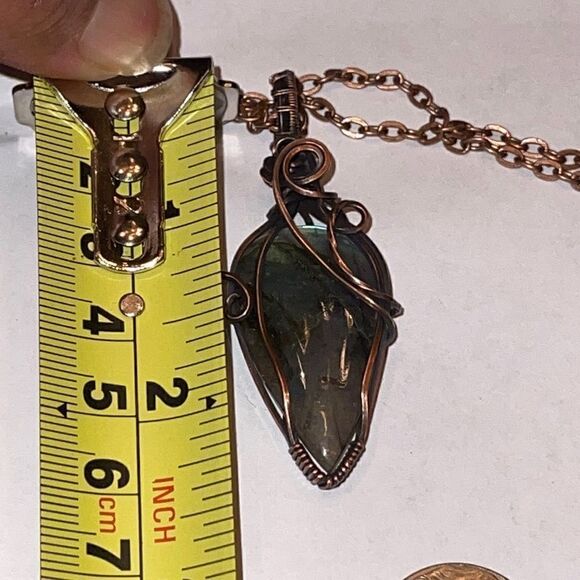 NWT DebbyTammy 16” necklace handmade blue Labradorite teardrop shaped stone - Picture 10 of 11